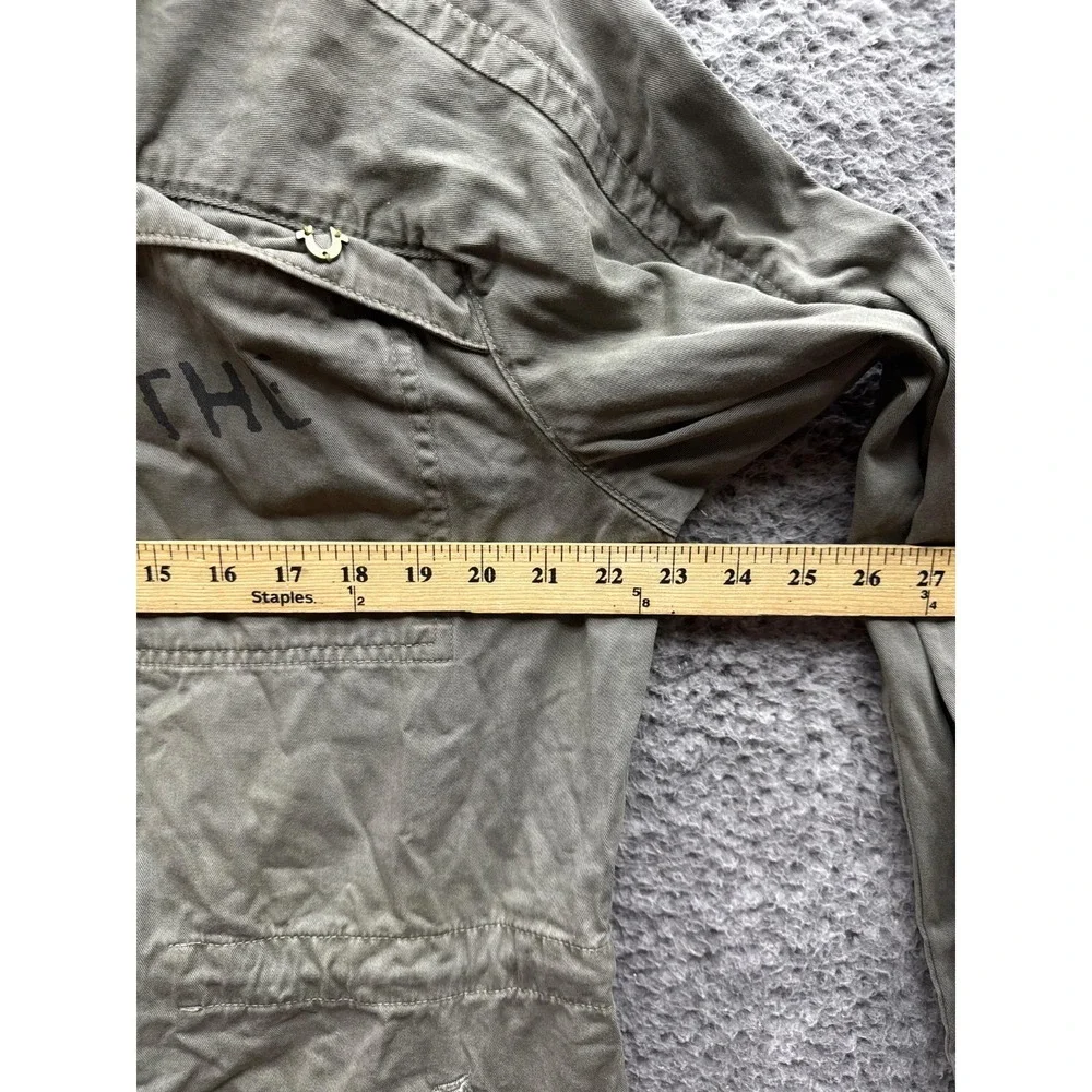 True Religion Denim Hooded Military Parka Jacket Olive Green Mens Size M